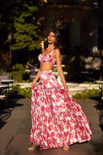 Liviana Set Alamour The Label Liviana Pink Floral Cropped Top And High Waist Skirt Set | Afterpay
