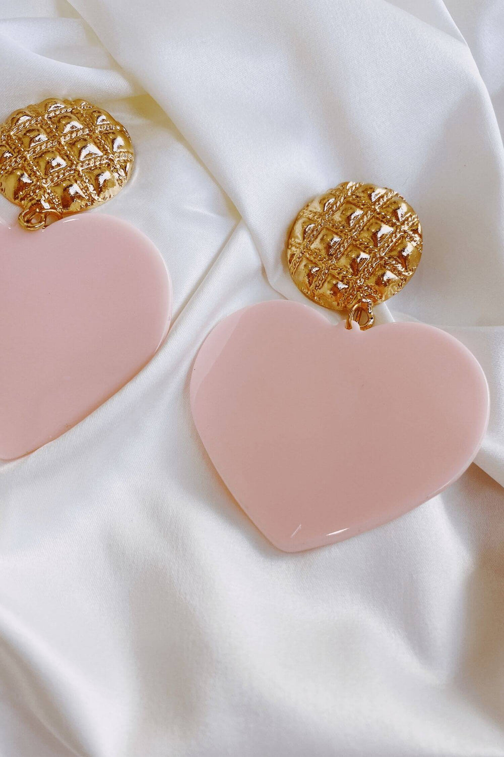Marinela Gold Pink Heart Drop Earrings