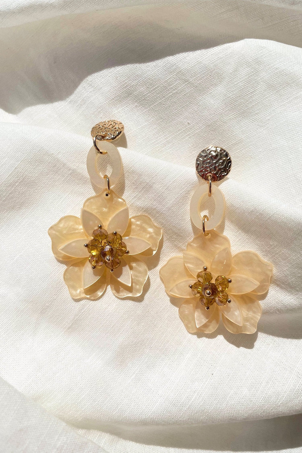 Petra Ivory Flower Drop Earrings