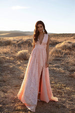 Genelle Lace Gown - Peach Alamour The Label A&N Luxe Genelle Peach Lace Gown | Afterpay | Zip Pay | Sezzle