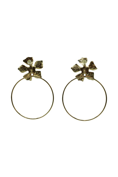 Jocelyn Gold Flower Hoops Earrings Alamour The Label Jocelyn Gold Flower Hoop Earrings | Afterpay | Klarna | Zip Pay