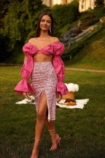 Loulia Top - Pink Alamour The Label Loulia Pink Off-shoulder Crop Top | Afterpay | Zip Pay | Sezzle