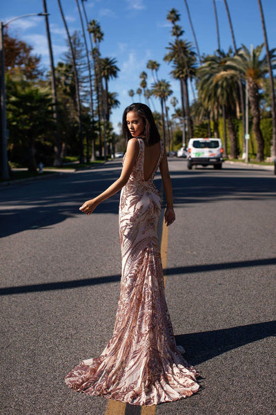 Maurita - Rose Gold Alamour Made-To-Order A&N Luxe Maurita Rose Gold Sequin Gown | Afterpay | Klarna
