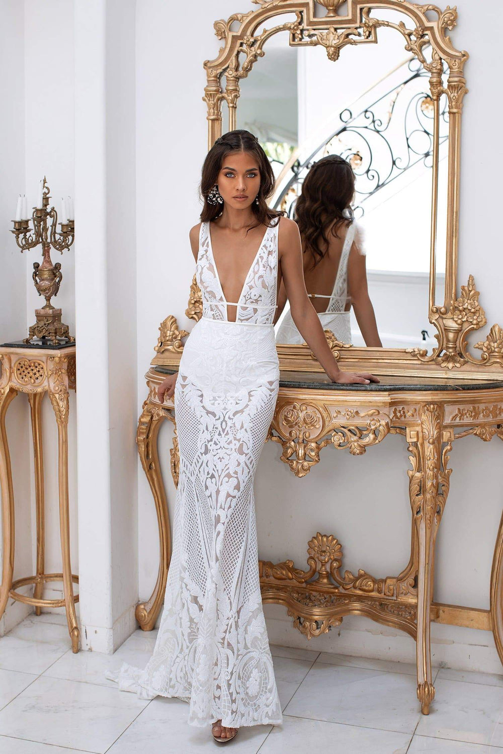 Elyse Sequins White Gown – Alamour The Label