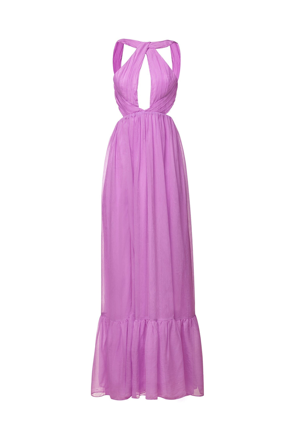 Gwen - Lilac Chiffon Dress with Open Back and Open Neckline