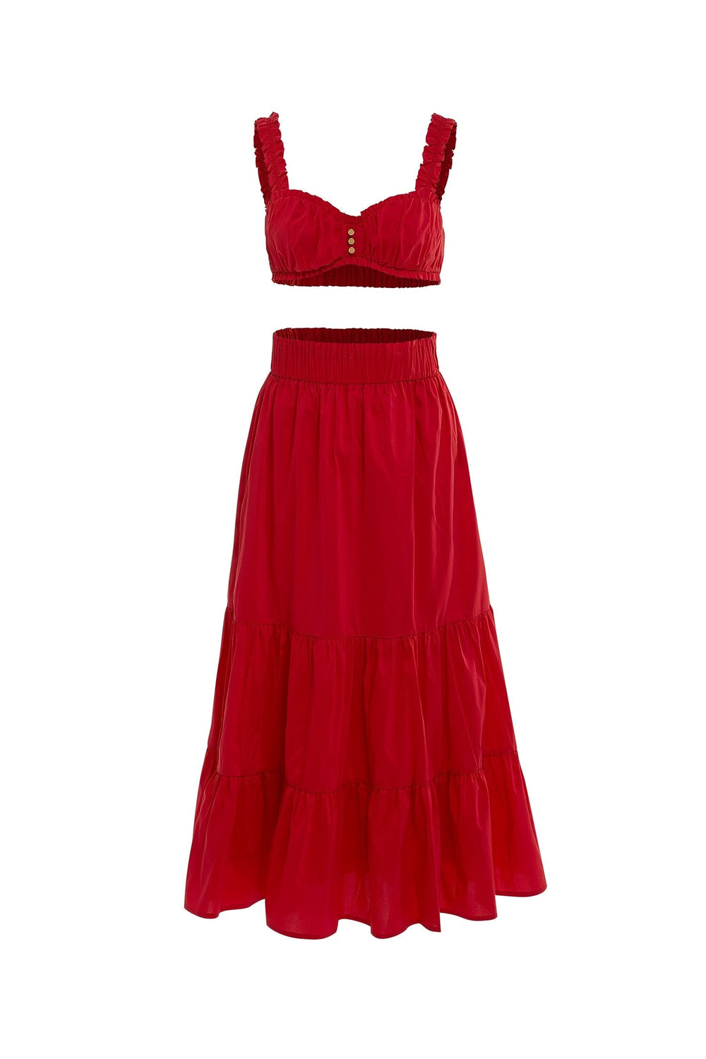 Ember Set - Red Alamour The Label Ember Red Two Piece Set with A-Line Skirt | Afterpay | Zip Pay