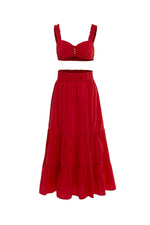 Ember Set - Red Alamour The Label Ember Red Two Piece Set with A-Line Skirt | Afterpay | Zip Pay