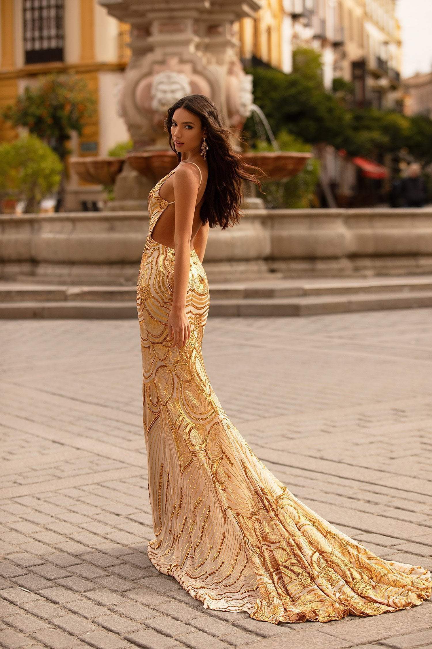 Alayna Cowl Neckline Mermaid Gown Gold – Alamour The Label