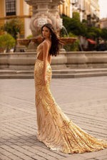Rianata Sequin Gown - Gold Alamour The Label Rianata Gold Sequin Gown | Afterpay | Zip Pay | Sezzle | Laybuy