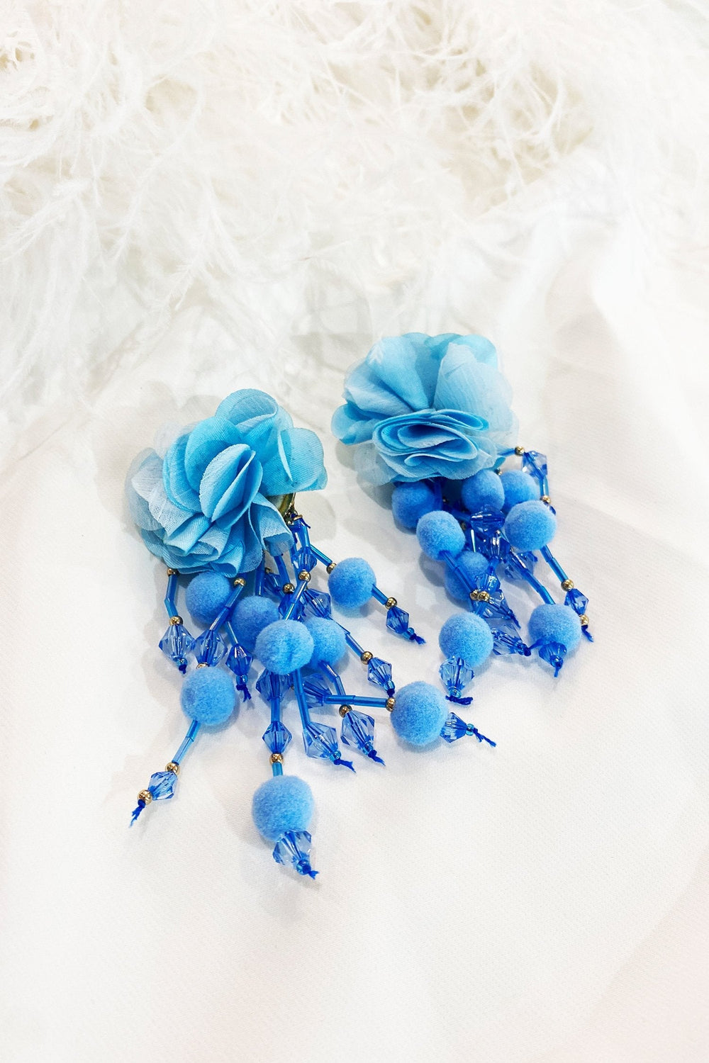 Shailee Blue Flower Drop Earrings