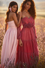 Belle Pink Cotton Poplin Maxi Dress