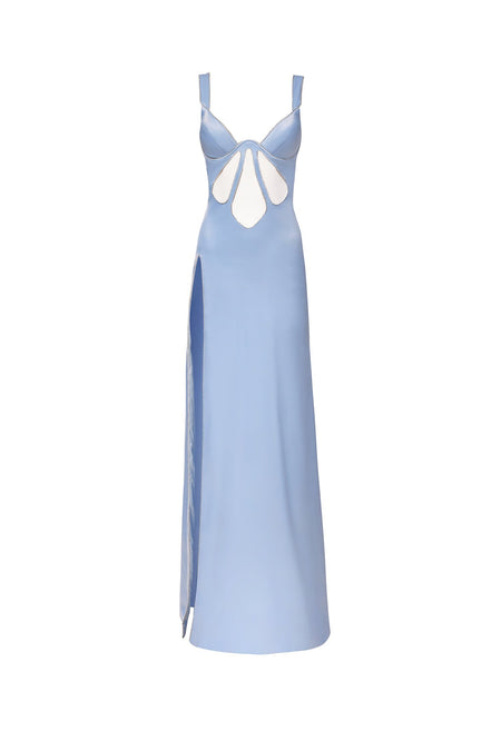 Sasha - Blue Gown with Diamante Trim | Afterpay | Zip Pay | Sezzle