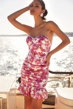 Luanda Dress Alamour The Label Luanda Ruched Floral Strapless Mini Dress | Afterpay | Zip Pay