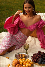 Loulia Top - Pink Alamour The Label Loulia Pink Off-shoulder Crop Top | Afterpay | Zip Pay | Sezzle