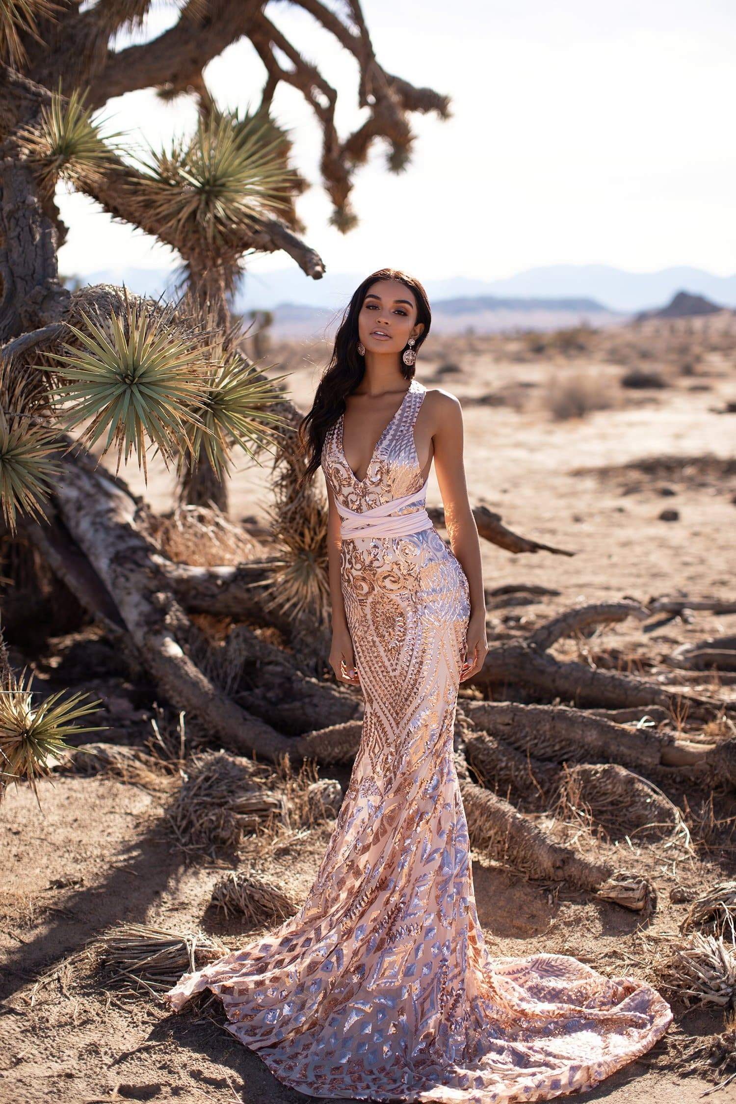 slim fit dress slacks Rose Gold Sequin Long Sleeve Wrap Front Midi Dress