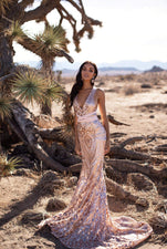 Sheyla Sequin Gown - Rose Gold Alamour The Label A&N Luxe Sheyla Rose Gold Sequin Gown | Afterpay | Zip Pay