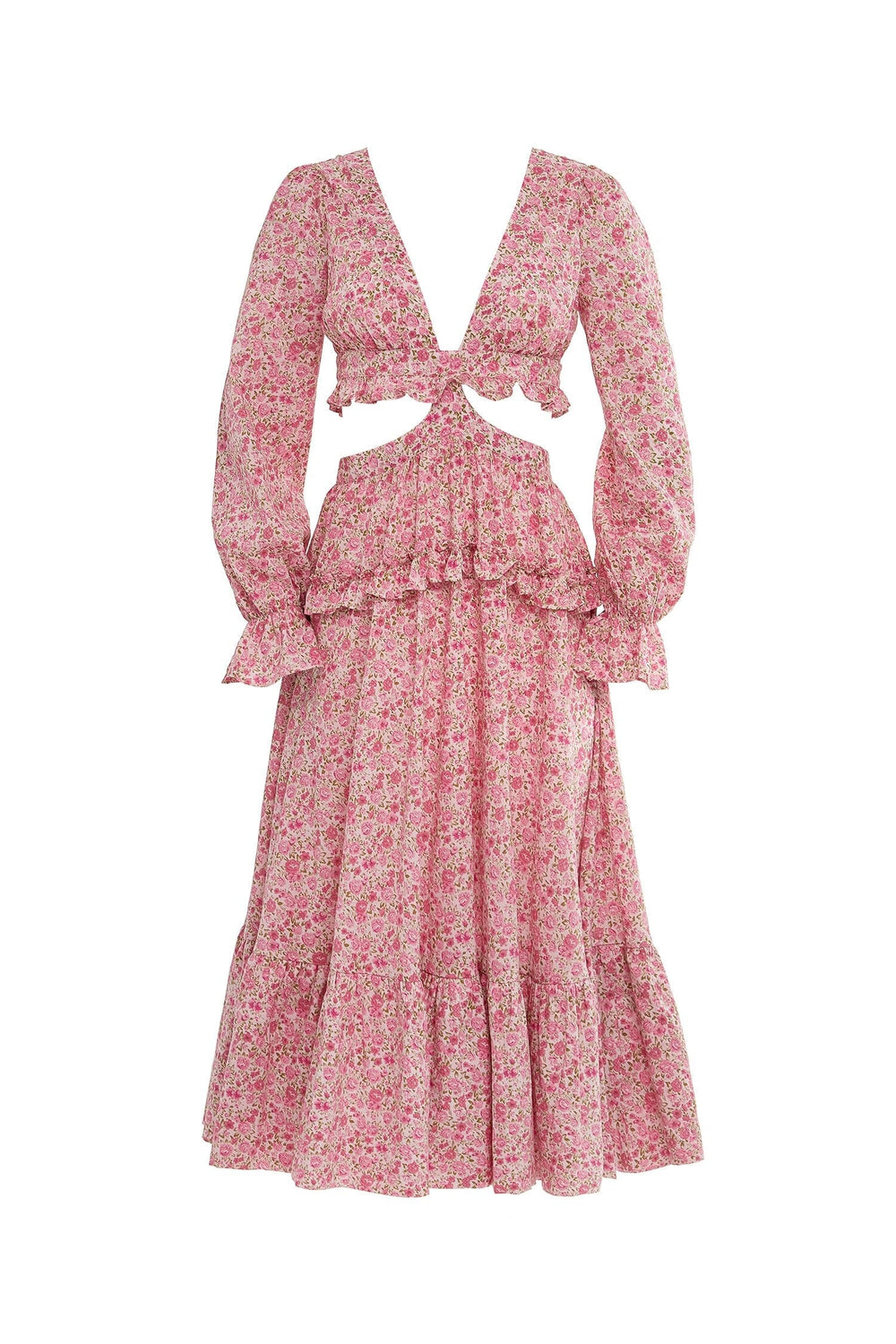 pink long sleeve cut out dress Cordelia Long Sleeve Cut Out Mini Dress in Pink