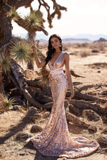 Sheyla Sequin Gown - Rose Gold Alamour The Label A&N Luxe Sheyla Rose Gold Sequin Gown | Afterpay | Zip Pay