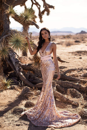 Sheyla Rose Gold Sequin Multiway Gown
