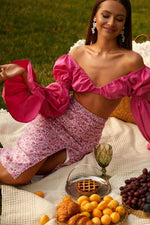 Loulia Top - Pink Alamour The Label Loulia Pink Off-shoulder Crop Top | Afterpay | Zip Pay | Sezzle