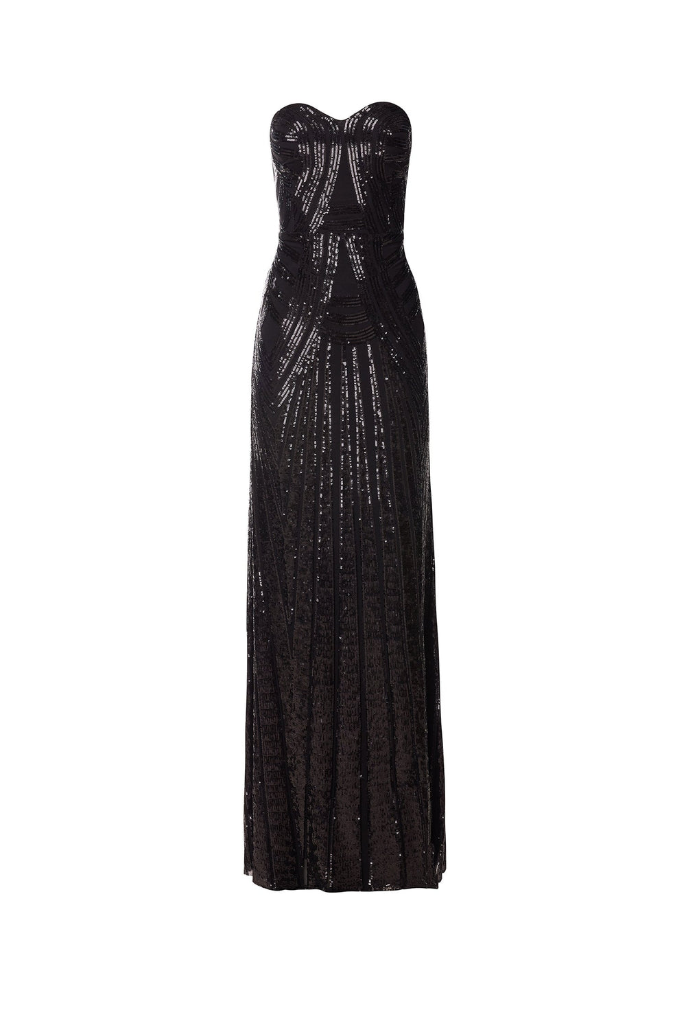Saemira - Black Sequin Strapless Gown with Sweetheart Neckline