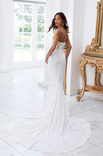 Rebeka - White Strapless Sweetheart Premium Lace Gown with Sheer Waist