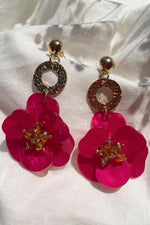 Petra Magenta Flower Drop Earrings