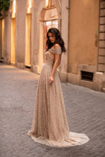 Elena - Gold Alamour The Label Elena Gold Beaded Gown | Afterpay | Zip Pay | Sezzle | Laybuy