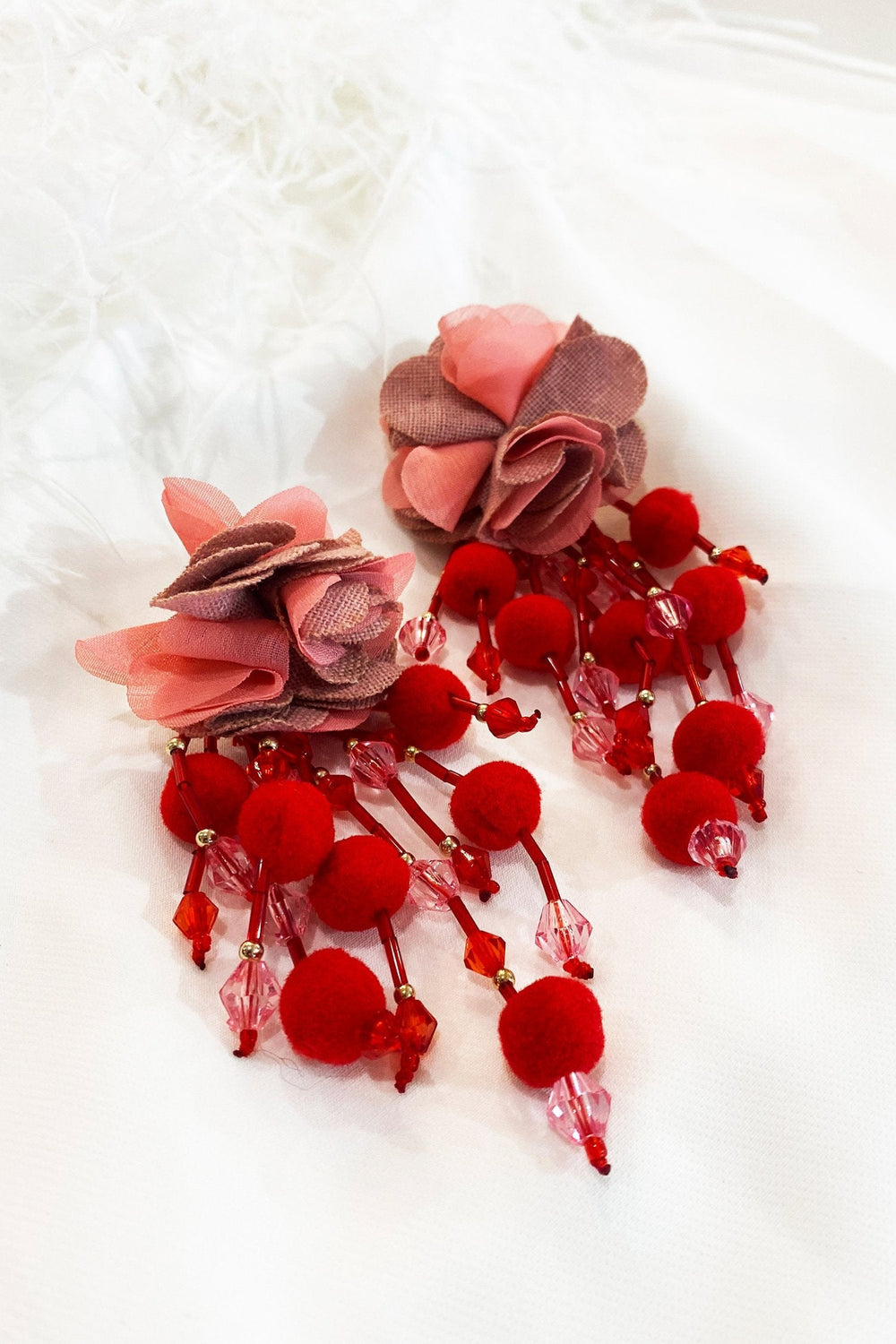 Zara Red Lucite Earrings Pink Flower Earrings For Women Cimenexe