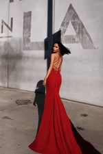 Nerissa Crepe Gown - Burnt Orange Alamour The Label A&N Luxe Nerissa Burnt Orange Crepe Gown | Afterpay | Zip Pay