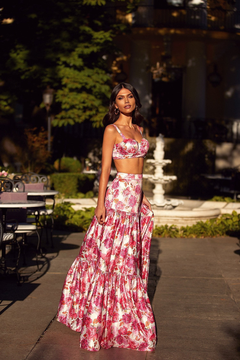 Liviana Set Alamour The Label Liviana Pink Floral Cropped Top And High Waist Skirt Set | Afterpay