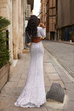 Essence - Silver Alamour The Label Essence Silver Long Sleeve Sequin Gown | Afterpay | Zip Pay