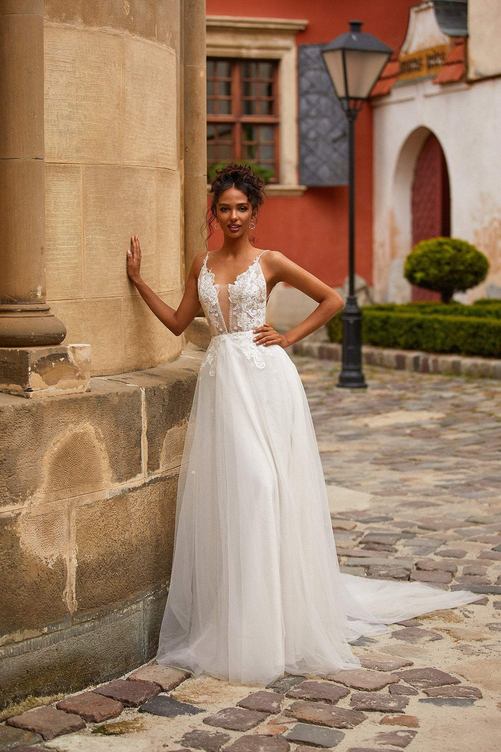 A&N Lidia - White Embellished Boho Bridal Gown with Low Back