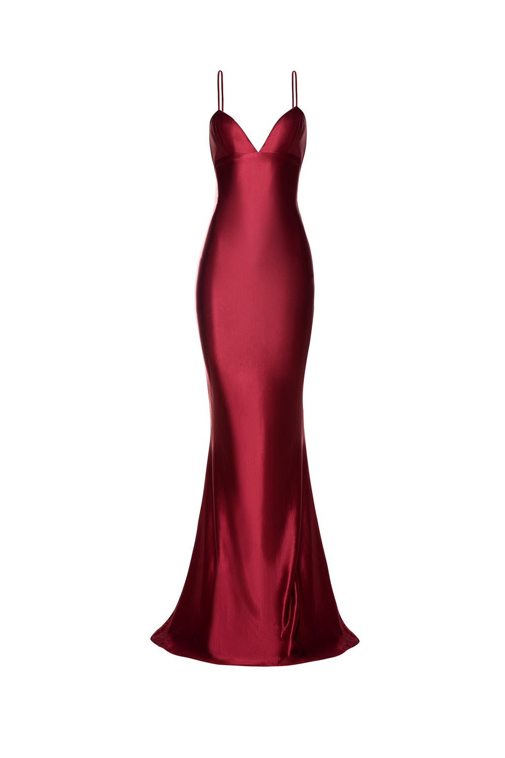 Maisie - Burgundy Satin Gown with Lace-Up Back