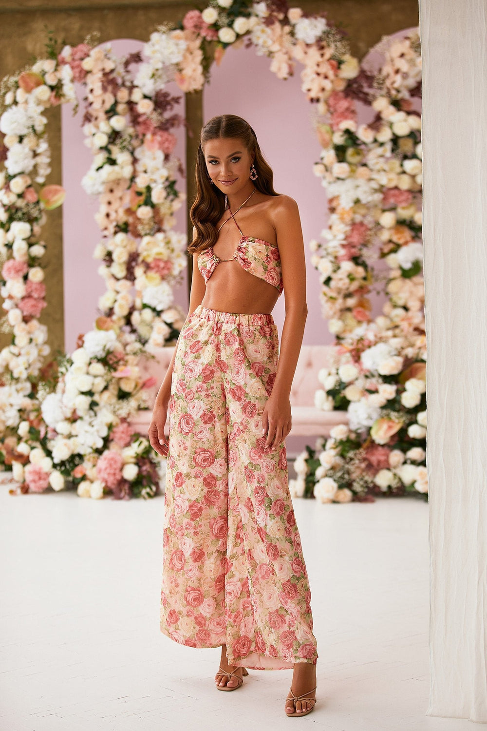 Cecily Set Alamour The Label Cecily Floral-Print Cropped Top And Flare Pants | Afterpay | Klarna