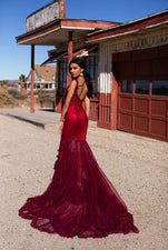 Cassie Beaded Gown - Burgundy Alamour The Label A&N Luxe Cassie Burgundy Beaded Tulle Gown | Afterpay