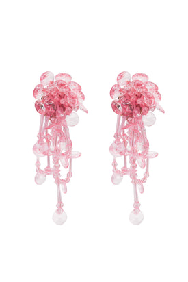 Helene Pink Flower Drop Earrings