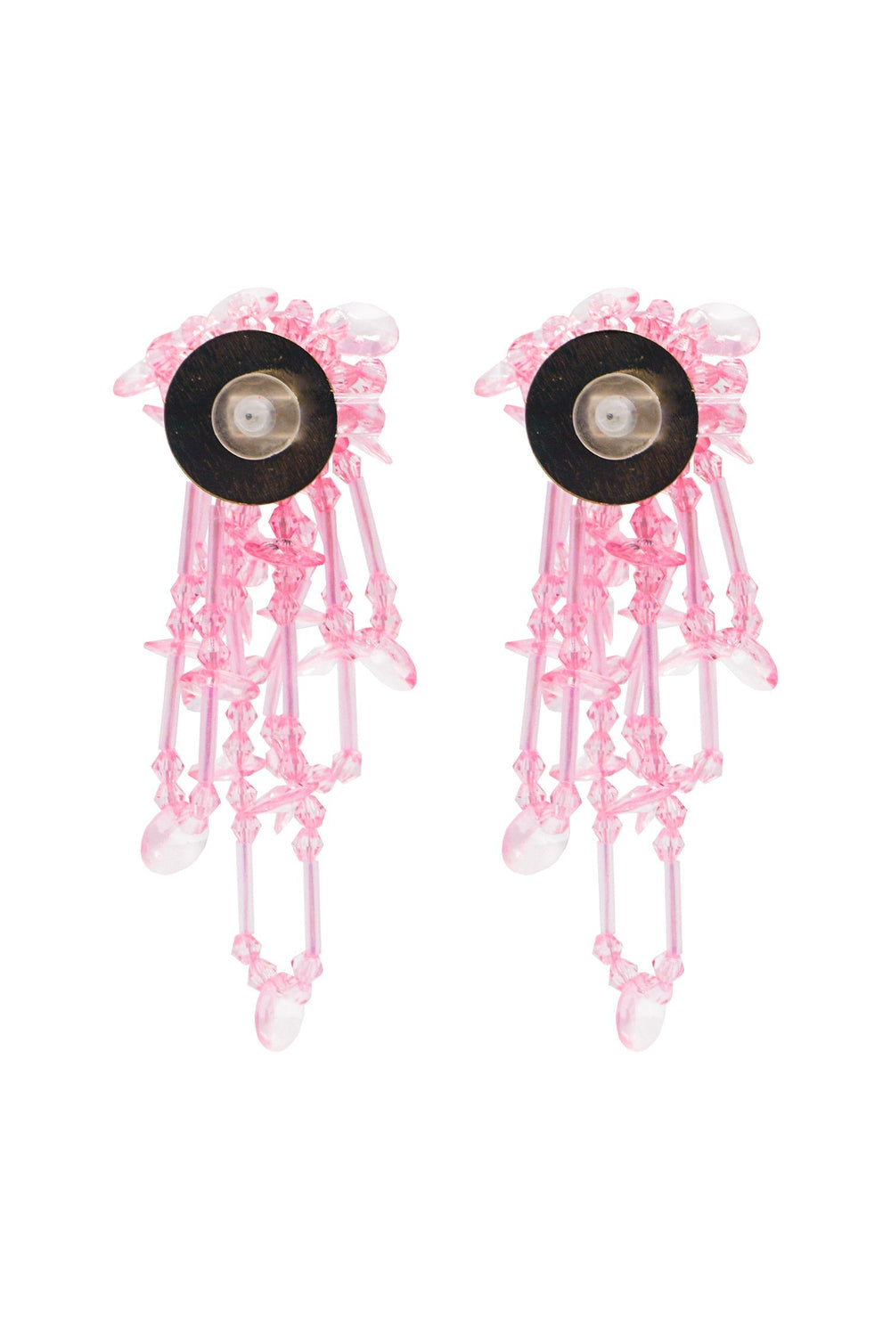 Helene Pink Flower Drop Earrings