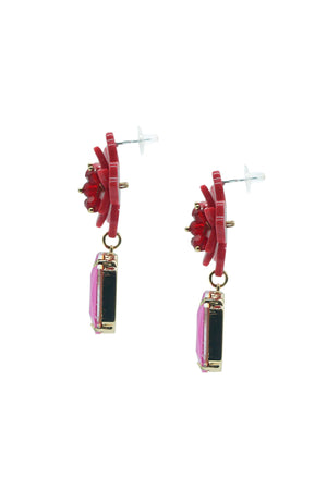 Analu Pink Gem Flower Earrings