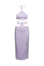 Nima Set - Lilac Two Piece With Cropped Tie-Up Top & Midi Skirt