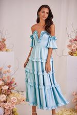 Belle Dress Alamour The Label Belle Blue Satin Midi Dress | Afterpay | Klarna | Zip Pay