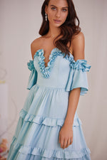 Belle Dress Alamour The Label Belle Blue Satin Midi Dress | Afterpay | Klarna | Zip Pay