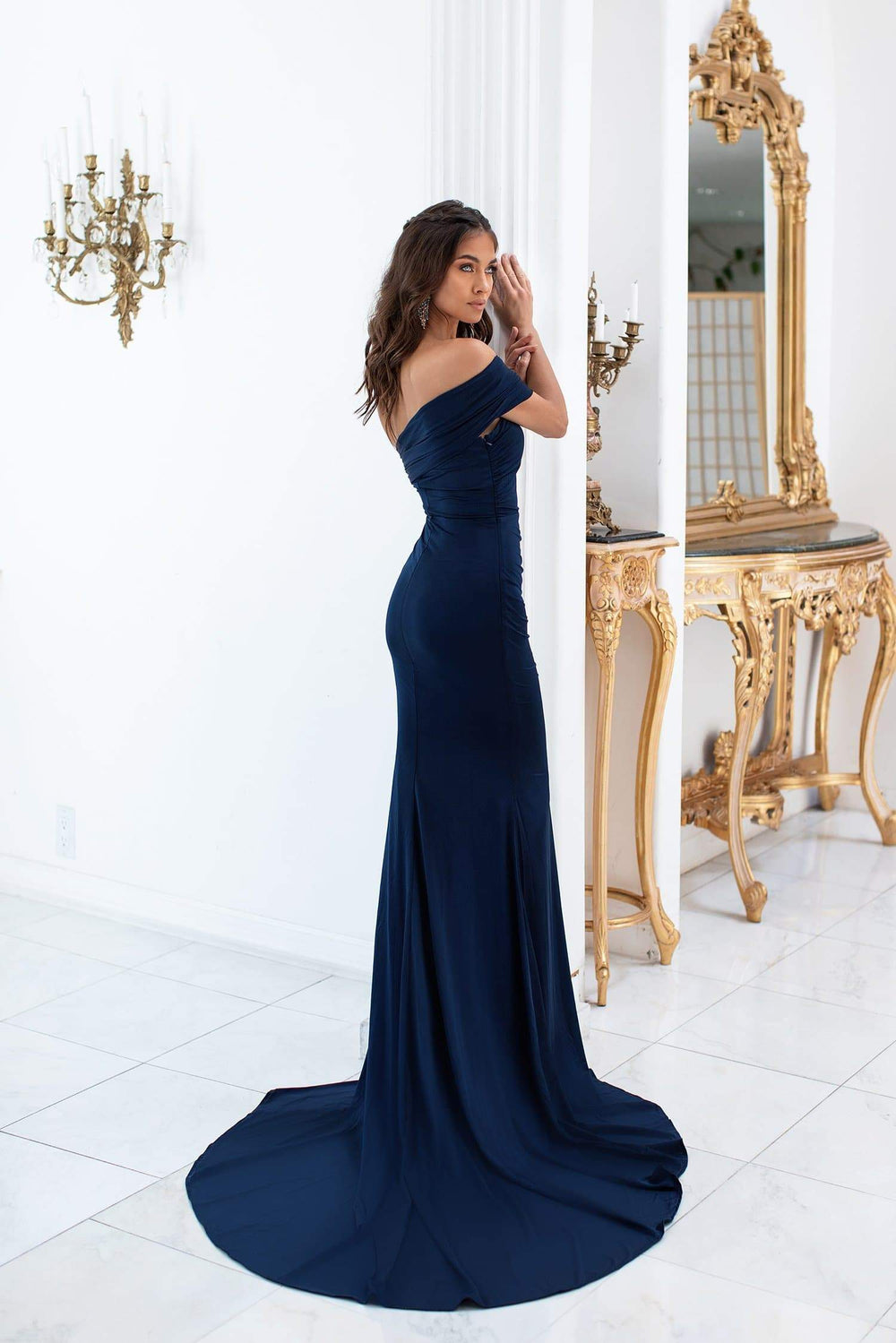 Estrella - Navy Alamour The Label Estrella Navy One Shoulder Gown | Afterpay | Zip Pay | Sezzle