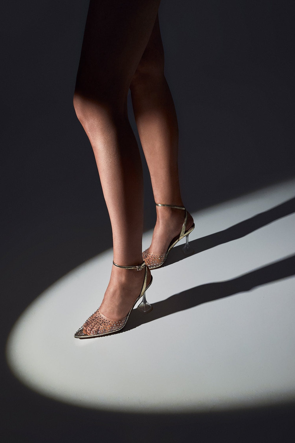 Belle - Transparent PU Diamante Embellished Heel
