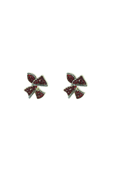 Alieen Red Bow Diamante Earrings