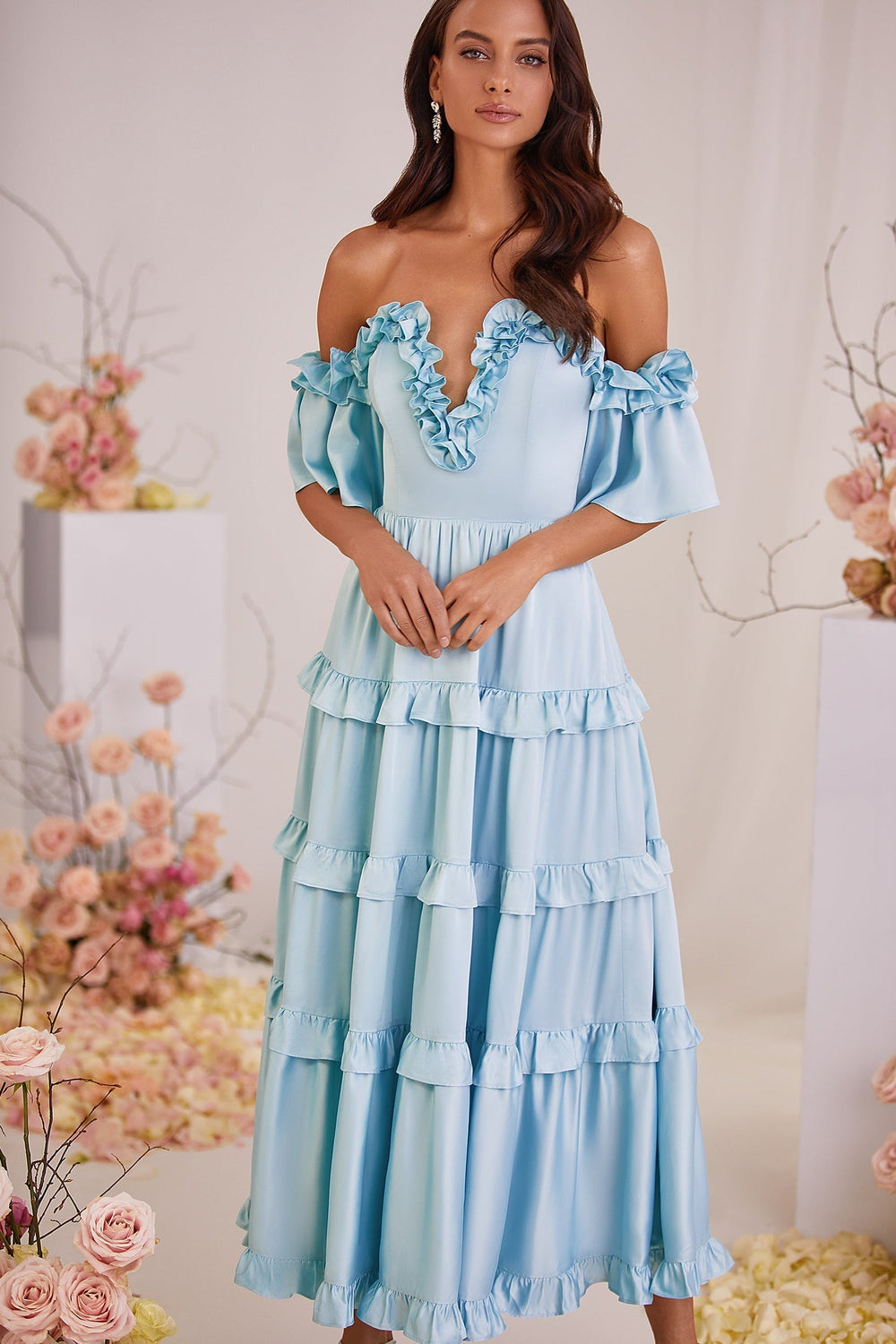 Belle Dress Alamour The Label Belle Blue Satin Midi Dress | Afterpay | Klarna | Zip Pay