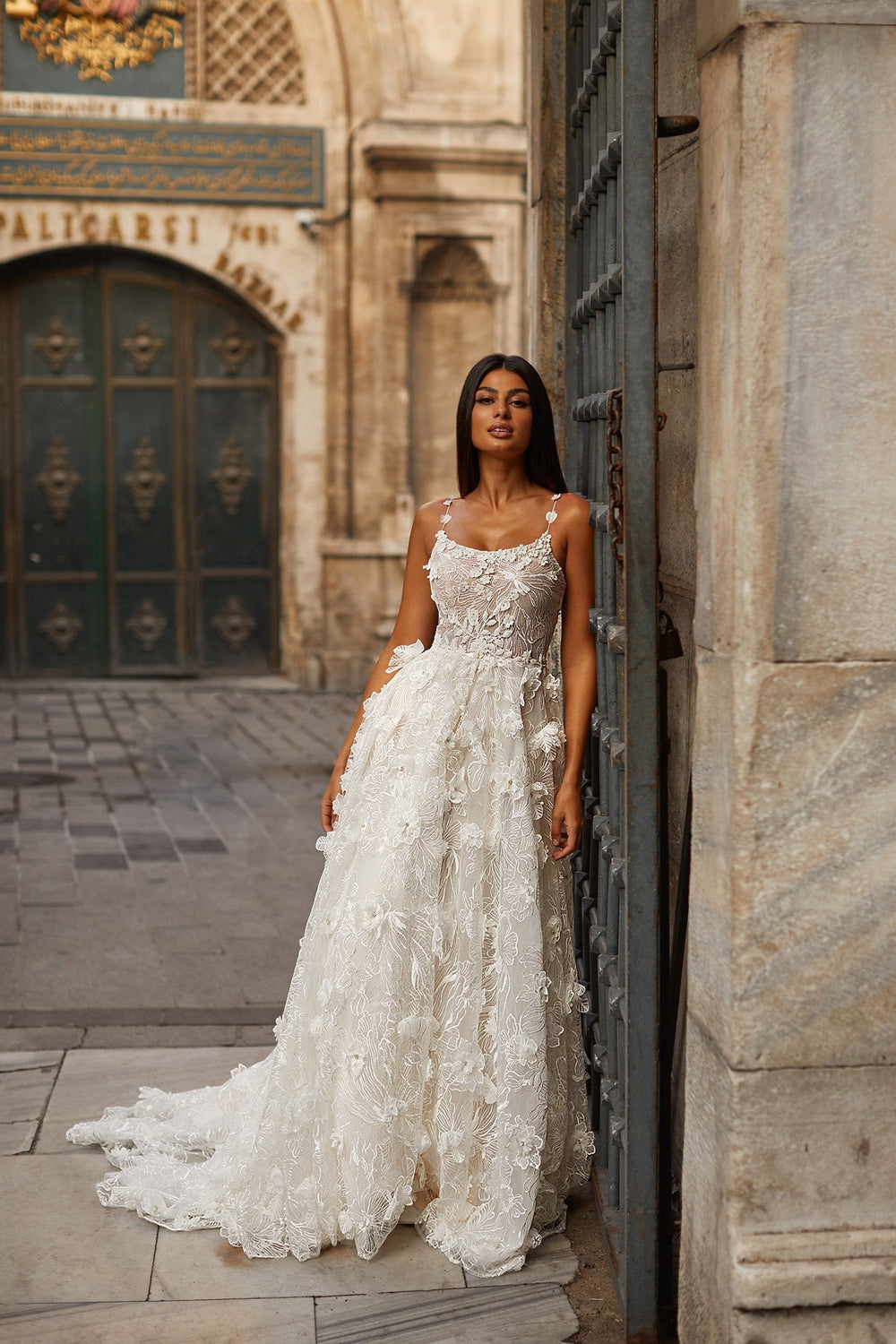 Esen Gown - 3D Floral Bridal Gown with Scoop Neckline