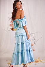 Belle Dress Alamour The Label Belle Blue Satin Midi Dress | Afterpay | Klarna | Zip Pay