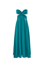 Karmira Strapless Teal Midi Dress with Waist Cut-Outs