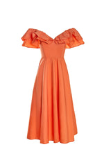 Aviana Dress Alamour The Label Aviana Orange Ruffled Bodice Mid Dress | Afterpay | Zip Pay | Sezzle